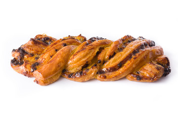 Homemade braid chocolate isolated on white background

