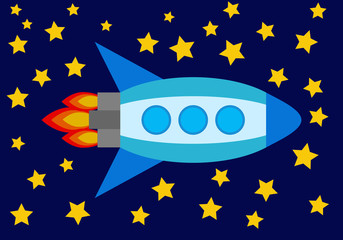 Cohete espacial de color azul. © Gabrieuskal