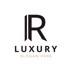 R letter Logo design vector template. Elegant crest leaf stamp vector log