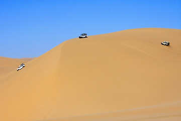 Fototapeta na wymiar Dune bashing on the Namib Desert, Namibia.