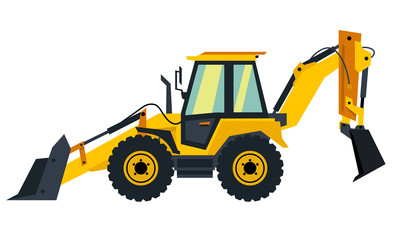 Vector yellow backhoe loader