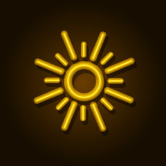 Vector Neon Sun, Bright Yellow Icon.