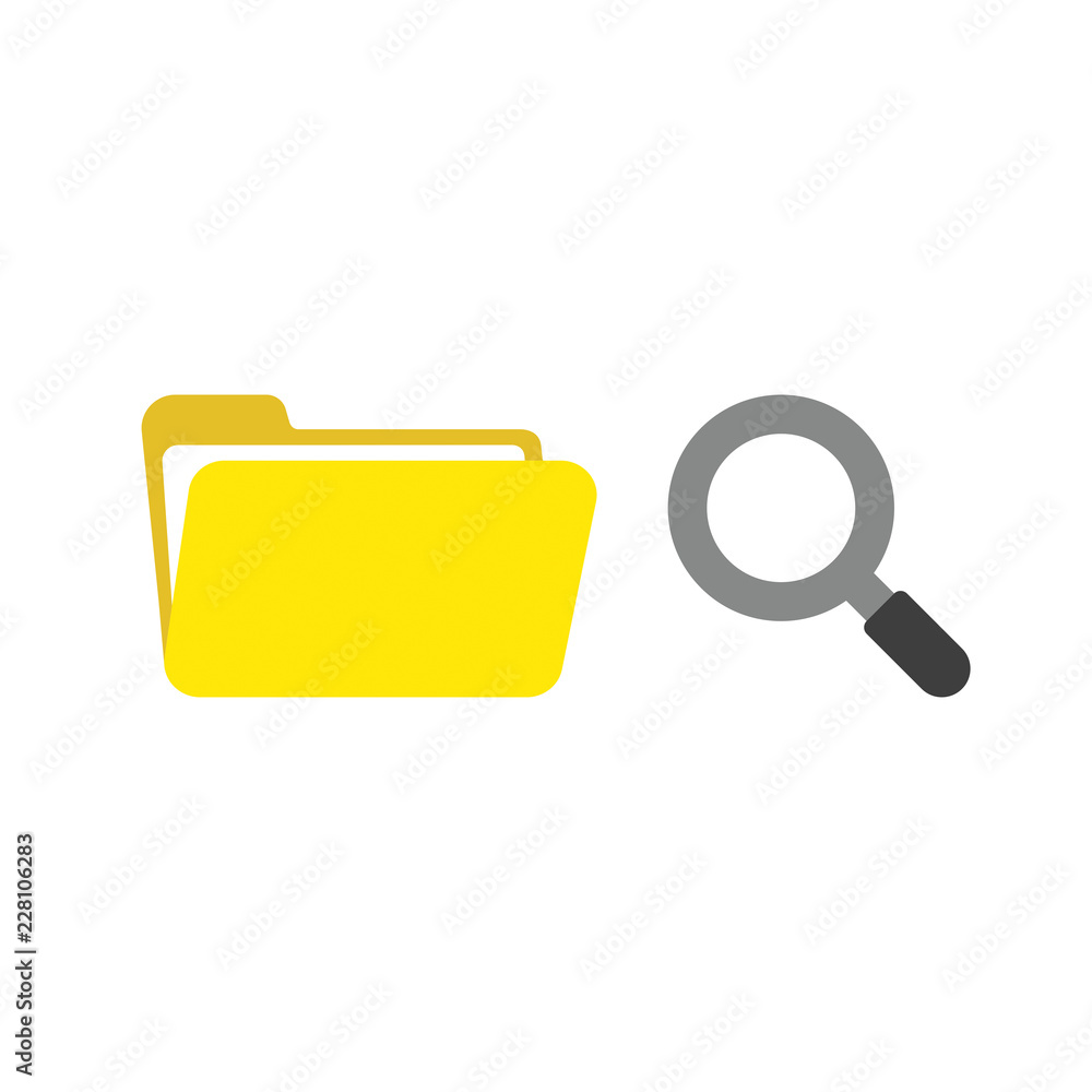 Poster vector icon concept of opened file folder with magnifying glass