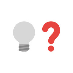 Vector icon concept of grey light bulb with question mark