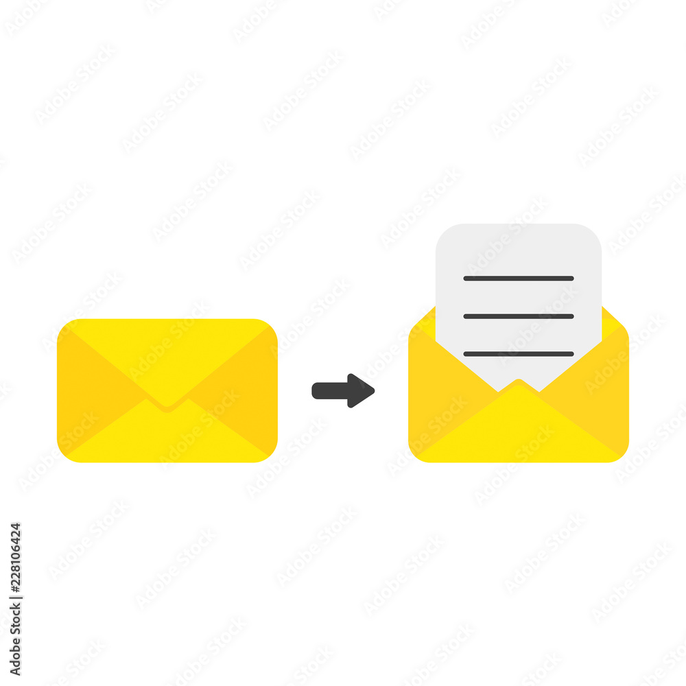 Poster vector icon concept of closed and opened mail envelope with written paper