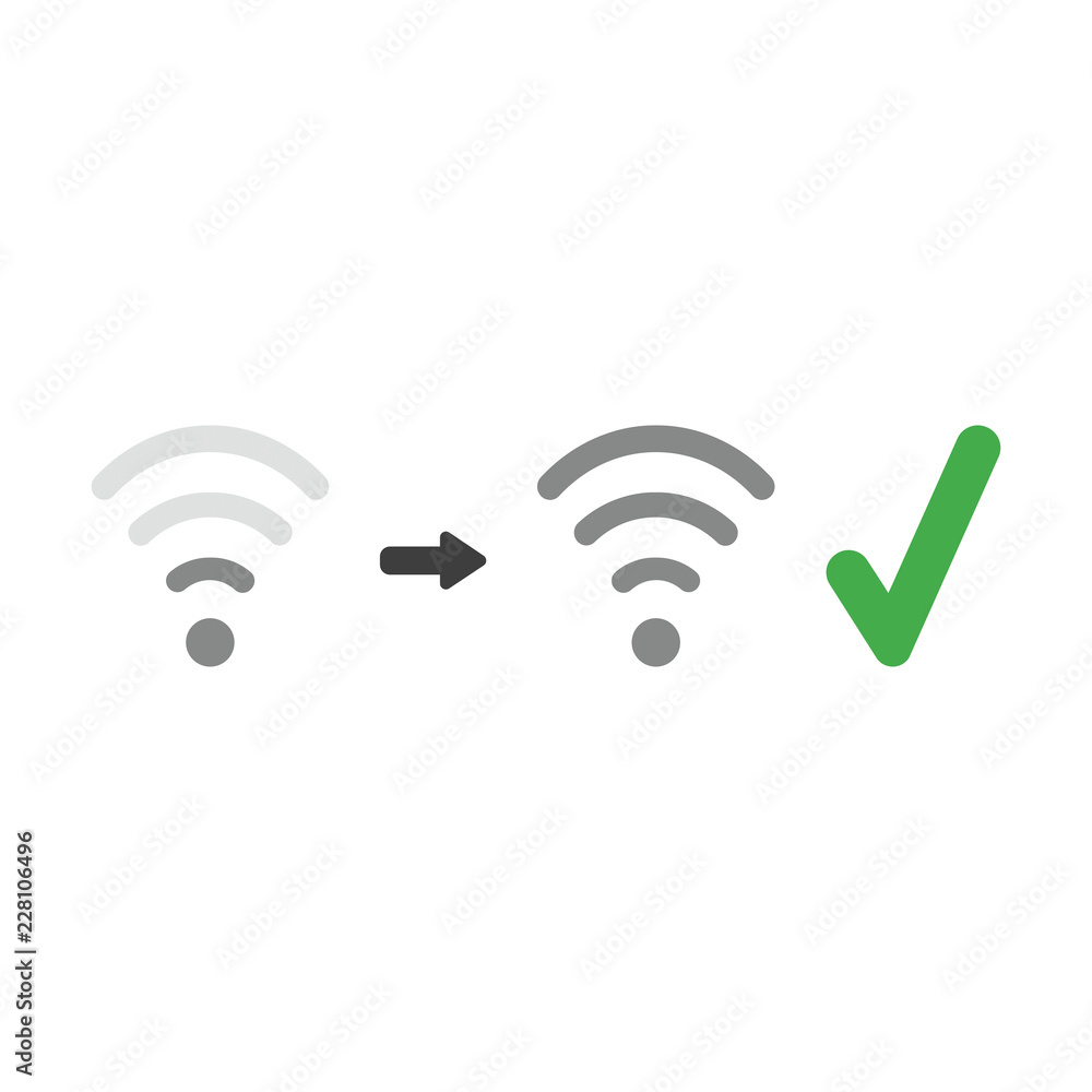 Aufkleber vector icon concept of wireless wifi symbol signal increase with check mark