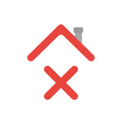 Vector icon concept of x mark under house roof