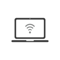 Vector icon concept of wireless wifi symbol inside laptop computer