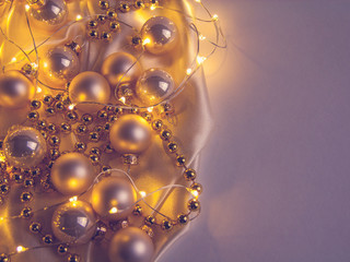 Christmas lights and balls, New Year's luminous garlands