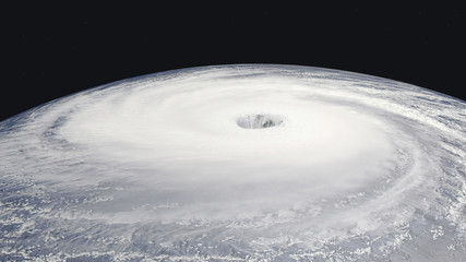 Occhio del ciclone visto dal satellite, 3D rendering, illustrazione