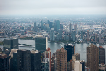 Aerial view of Manhattan skyscraper from Empire state building observation deck