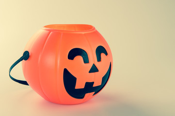 Beautiful halloween decoration trick or treat on white background with filter, concept of halloween...