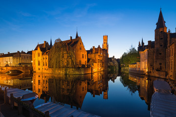 Traditional medieval architecture in the old town of Bruges (Brugge), Belgium

