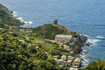 Convent and Genoese tower at Marine de Scalo in Corsica