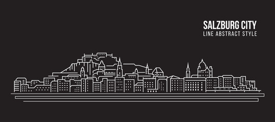 Fototapeta premium Cityscape Budynek Grafika liniowa Projekt ilustracji wektorowych - miasto Salzburg