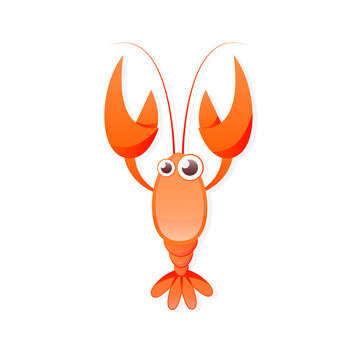 orange cartoon lobster with claws raised clip art preview
