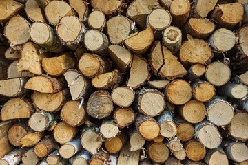 Folded firewood. Background