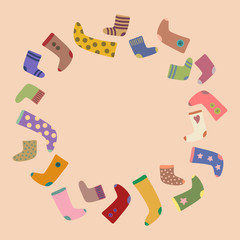 vector composite frame with colorful socks