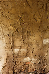 The surface is roughly decorated with cement mortar. Texture. Close-up © Roman