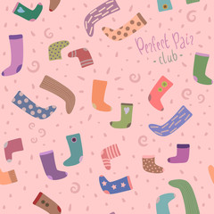 vector seamless pattern with colorful socks