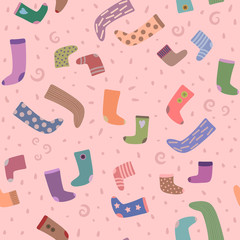 vector seamless pattern with colorful socks