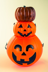 Beautiful halloween decoration trick or treat on white background with filter, concept of halloween party, copy space(text space), close-up, blank for text