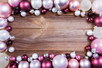 christmas background with pink and white decorations