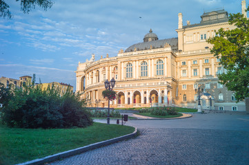 Fototapeta premium Odessa, Ukraine. Walk in the street. August 23, 2018. 7 am.