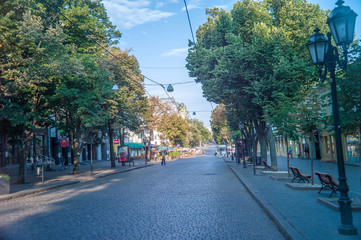 Naklejka premium Odessa, Ukraine. Walk in the street. August 23, 2018. 10 am.