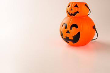 Beautiful halloween decoration trick or treat on white background with filter, concept of halloween party, copy space(text space), close-up, blank for text