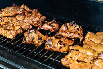 marinated quail on the grill