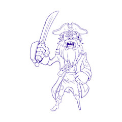 Cartoon pirate with a sword.Vector illustration, eps 10.