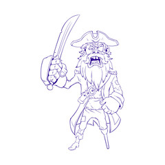 Naklejka premium Cartoon pirate with a sword.Vector illustration, eps 10.