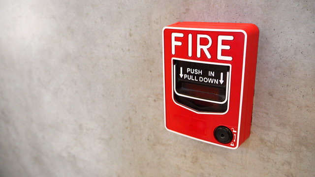 Emergency of Fire alarm system notifier or alert or bell warning equipment use when on fire (Manual Pull Station).