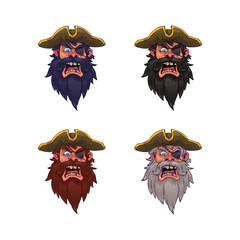 Head of an evil pirate captain.Vector illustration, eps 10.