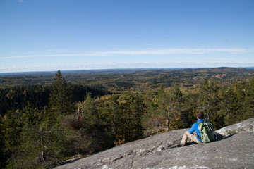 Fototapeta na wymiar Akka-Koli autumn landscape, hiker