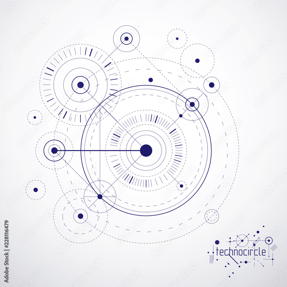 Poster engineering technology vector wallpaper made with circles and lines. technical drawing abstract back