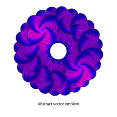 Abstract vector ornament from geometric elements. Neon glow. Isolated on white. For your design and web design