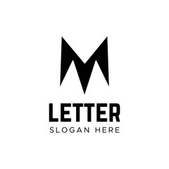 Letter M line logo design. Minimal monochrome monogram M logo