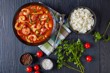 gumbo with prawns, okra and sausage