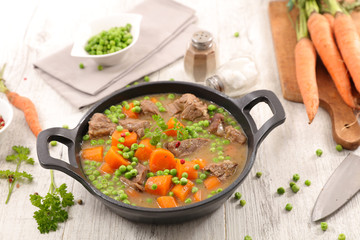beef, carrot and pea