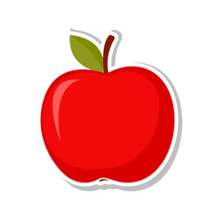 Red apple. Sweet fruit. Isolated fruit on white background. Vector illustration.