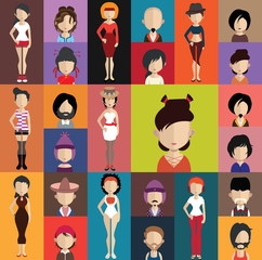 People avatars, Vector women, men avatar