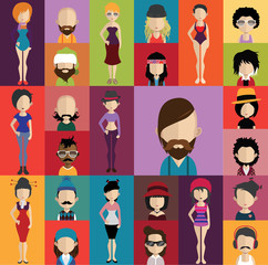 People avatars, Vector women, men avatar