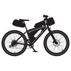 Fototapeta premium Vector illustration of bikepacking bike black silhouette