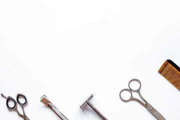 Instruments male hairdresser barbershop top view