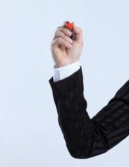 Fototapeta premium hand of business woman showing virtual point.