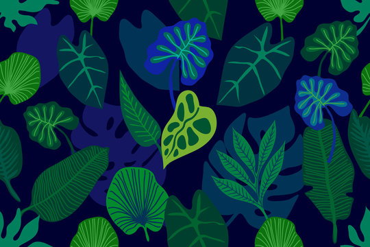 Green wide jungle print.