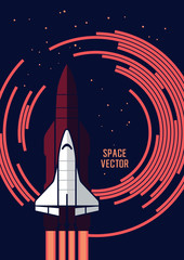 Obraz premium Space shuttle and rockets vector illustration