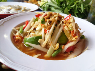 ingredients set of papaya salad or Som Tum